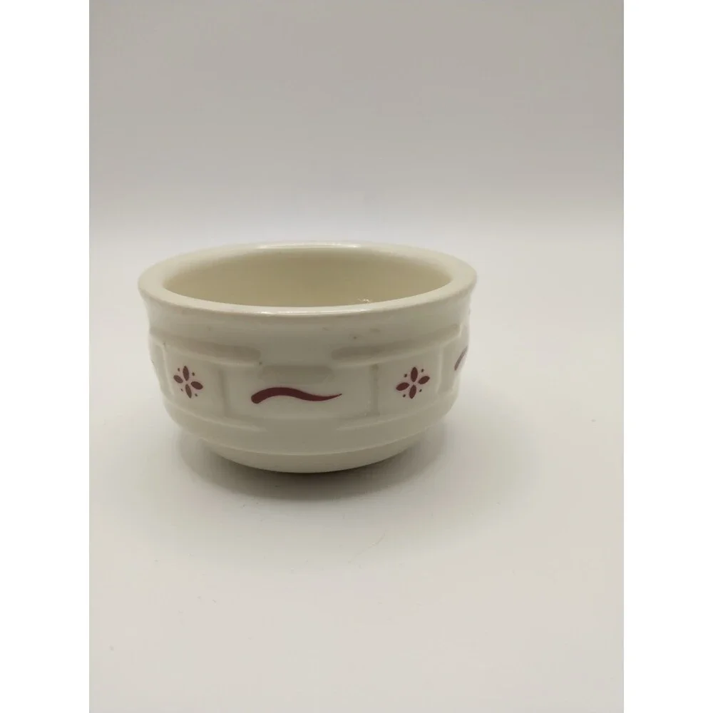 1 Longaberger Pottery Woven Traditions TRADITIONAL RED Custard Cup/Ramekin Bowl